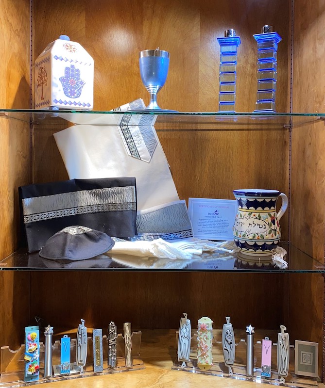 Judaic Shop products on display